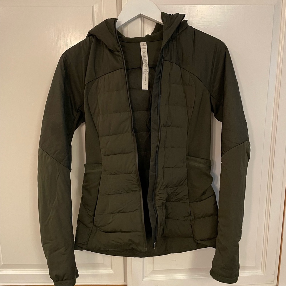 Lululemon Down for it All Jacket in Dark Olive